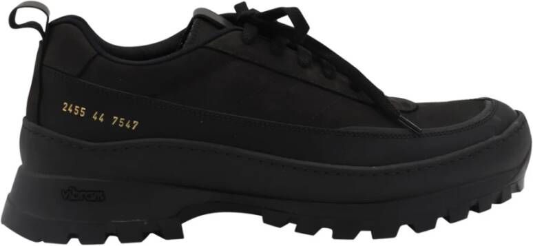 Common Projects Zwarte Sneakers Ronde Neus Katoenen Veters Black Heren