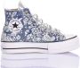 Converse Aangepaste Platform Sneakers Zilver Lichtblauw Multicolor Dames - Thumbnail 1