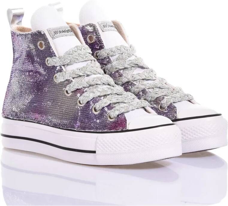 Converse Aangepaste Zilver Violet Platform Sneakers Multicolor Dames