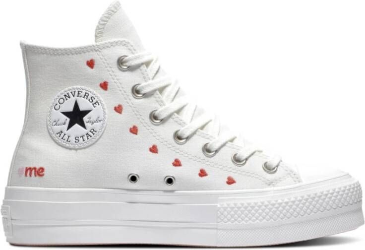 Converse Scarpa Chuck Taylor ALL Star Lift Platform Embroidered Hearts Wit Dames