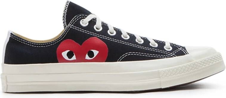 Comme des Garçons Play Zwarte Veterschoenen Stijlvol Zijprint Black Heren