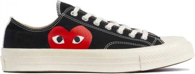 Comme des Garçons Play Zwarte Veterschoenen Stijlvol Zijprint Black