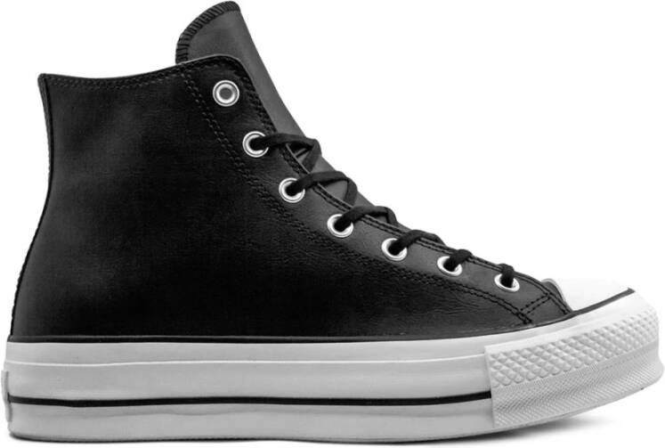 Converse Zwarte leren platform sneakers Black Dames