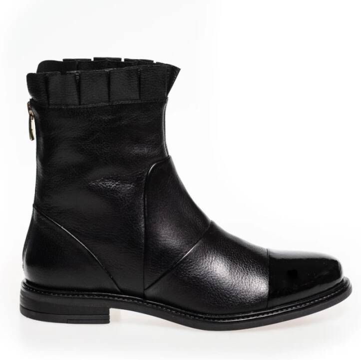 Copenhagen Shoes Ankle Boots van zacht leer met geruite rand en rits Black Dames