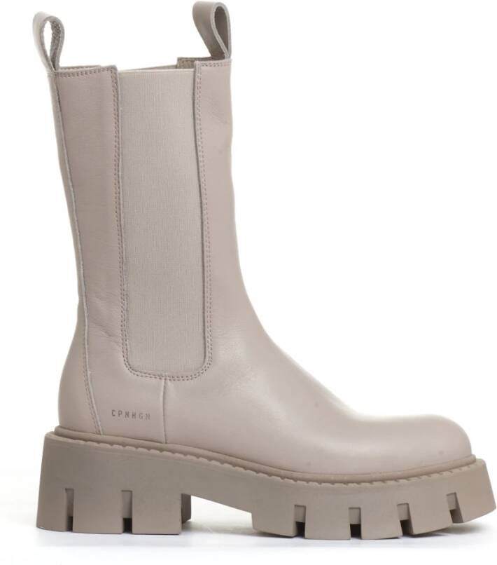 Copenhagen Shoes Beige Leren Chelsea Boot met Gestructureerde Zool Beige Dames