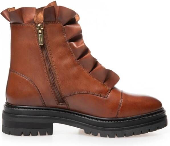 Copenhagen Shoes Cognac leren laars met gouden rits Brown Dames