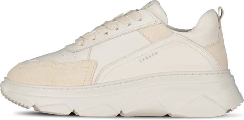 Copenhagen Shoes Handgemaakte Leren Sneaker met Plateauzool Beige Dames