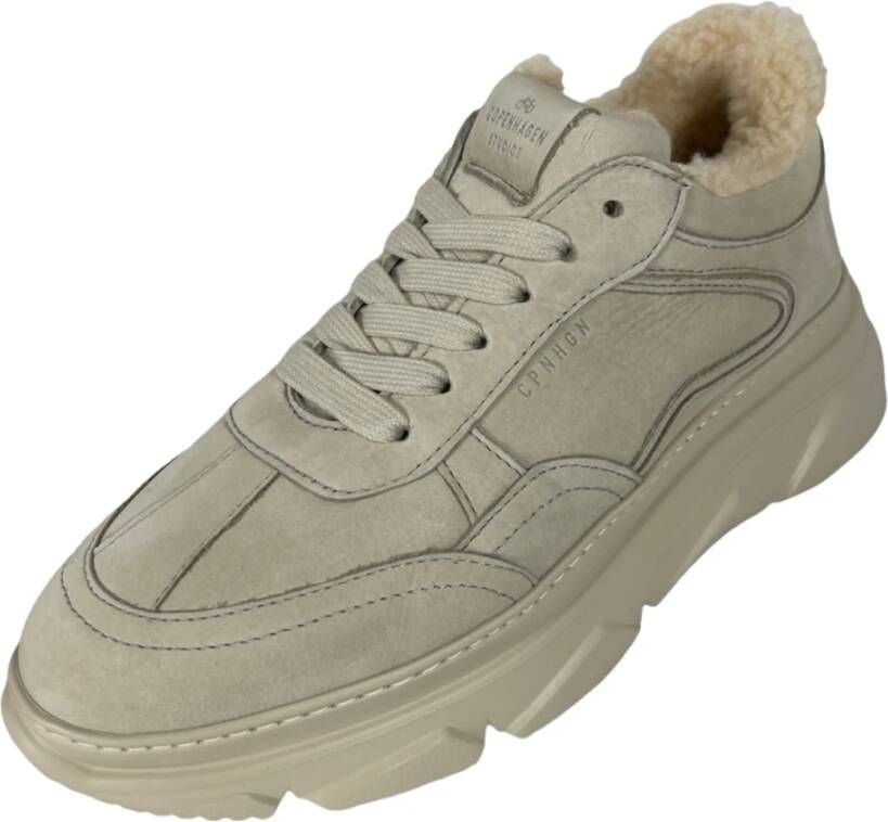 Copenhagen Shoes Nabuc Teddy Dames Plateau-Sneaker met Echt Bontvoering Beige Dames