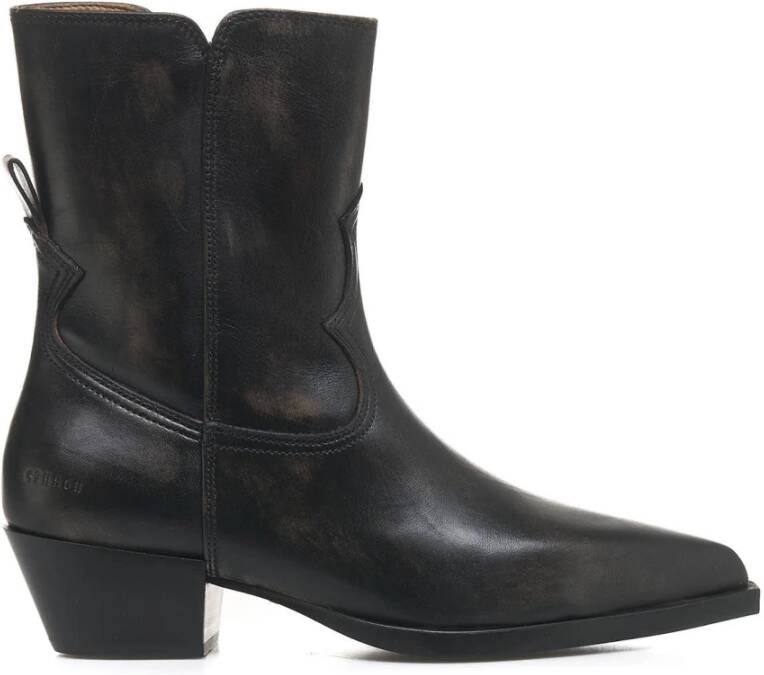 Copenhagen Shoes Puntige Leren Laarzen met Ritssluiting Black Dames