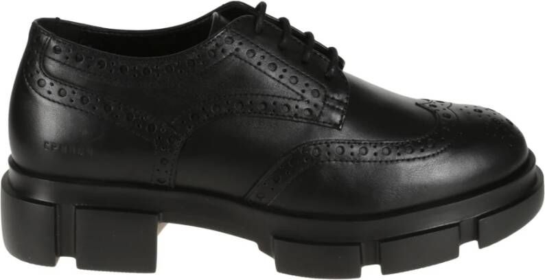 Copenhagen Shoes Zwarte leren veterschoenen Black Dames