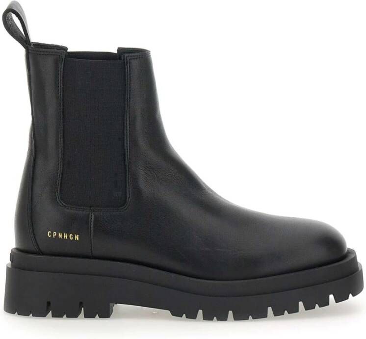 Copenhagen Studios Zwarte Leren Chelsea Laarzen Chunky Simplicity Black Dames