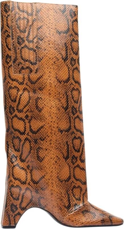 Coperni Slangenprint kniehoge laarzen Brown Dames