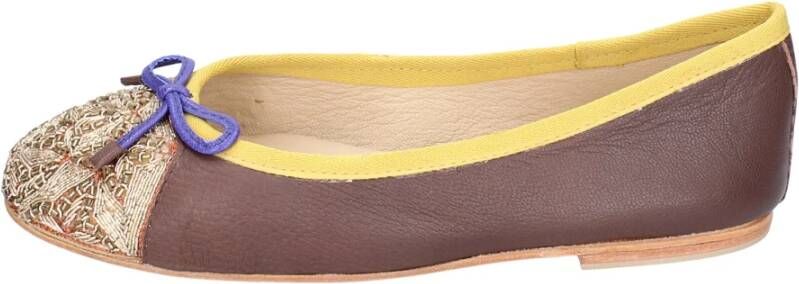 Coral Blue Leren Ballet Flats voor Vrouwen Brown Dames