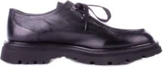 Corvari Zwarte Leren Derby Platte Schoenen Black Heren