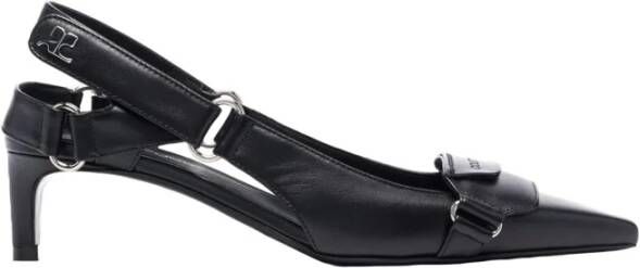 Courrèges Metallic Logo Leren Pumps Black Dames