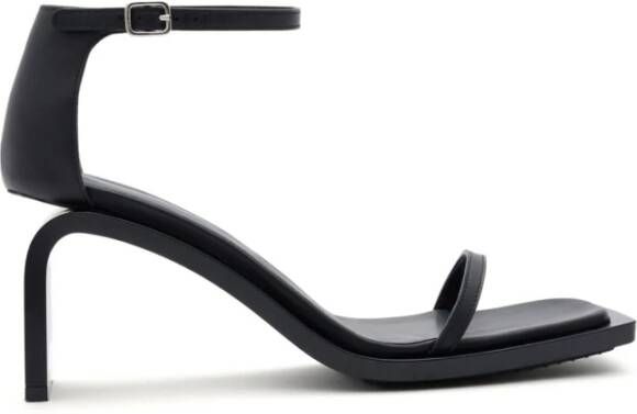 Courrèges Zwarte Leren Sandalen met Hoge Hak Black Dames