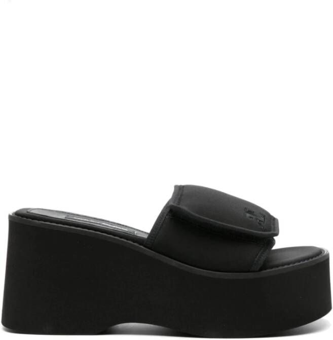 Courrèges Zwarte Logo Slipper Sandalen Black Dames