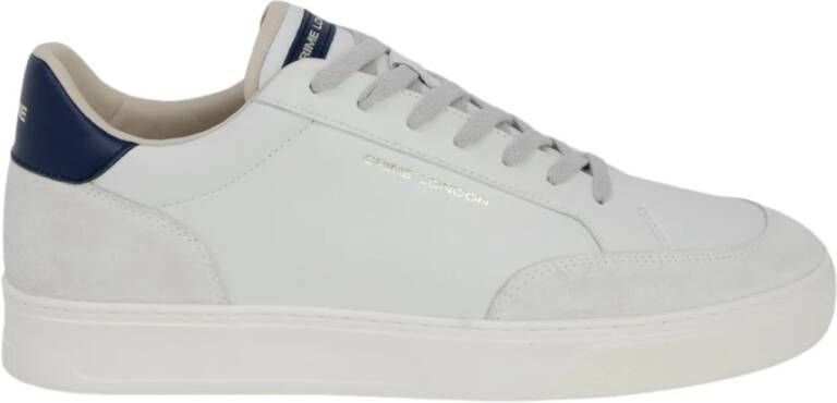 Crime London Blauwe Leren Veterschoenen Rubberen Zool White Heren