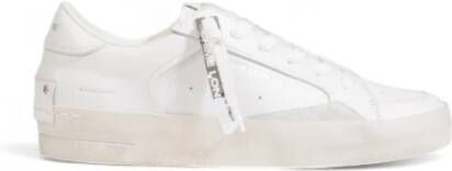 Crime London Witte Leren Sneakers met Bandzool White Dames