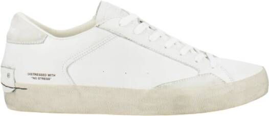 Crime London Witte Leren Sneakers met Off White Suède Details White Heren