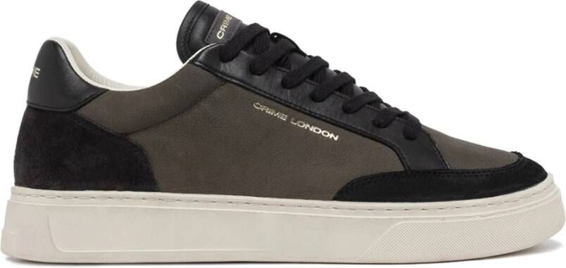 Crime London Groene Leren Sneakers Zwarte Details Green Heren