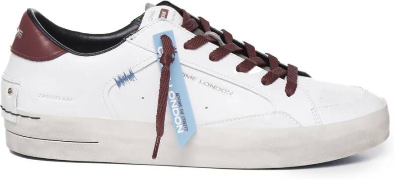 Crime London Klassieke Bandzool Sneakers Wit Bourgondië White Heren