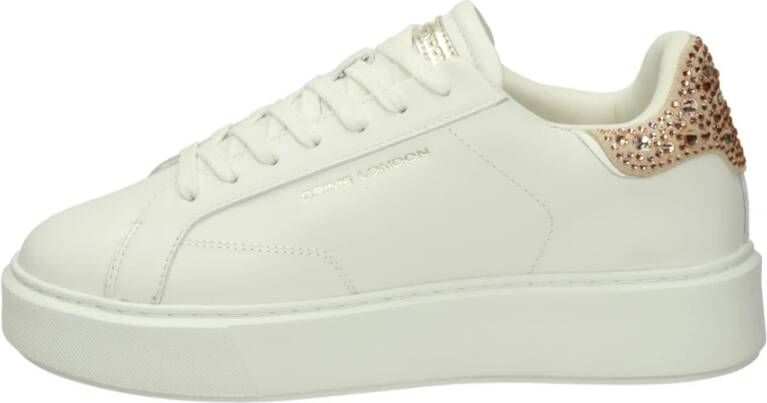 Crime London Lage leren sneakers met uitneembare binnenzool White Dames