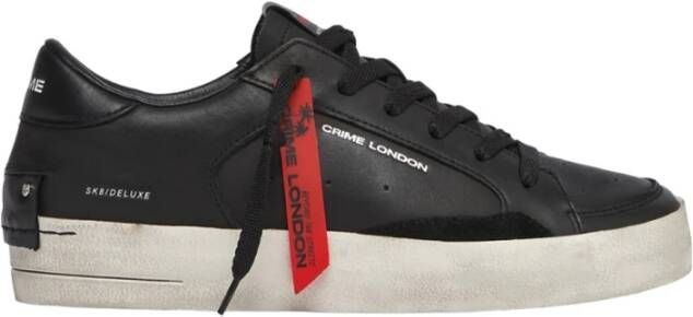 Crime London Zwarte Leren Sneakers met Suède Details Black Heren