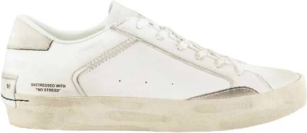 Crime London Witte Leren Sneakers met Off White Suède Details White