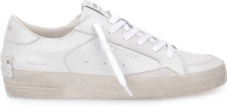 Crime London Witte Leren Sneakers met Bandzool White Heren