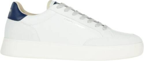 Crime London Blauwe Leren Veterschoenen Rubberen Zool White Heren