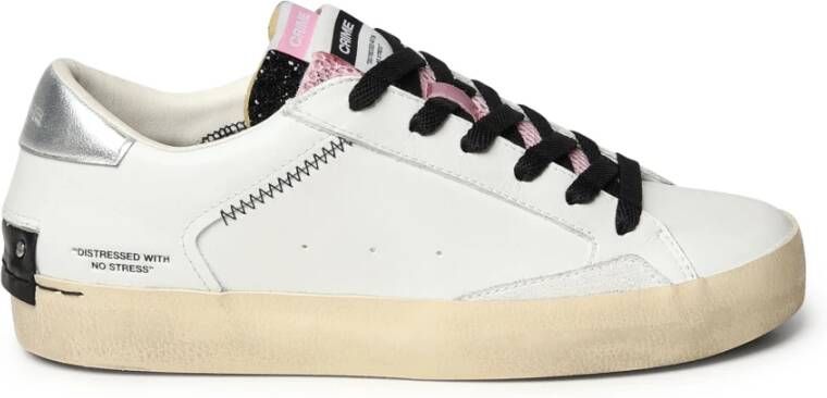 Crime London Wit Roze Glitter Sneakers White Dames