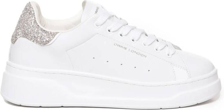 Crime London Witte Glitter Stud Leren Sneakers White Dames