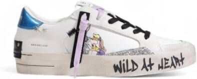 Crime London Witte Leren Sneaker met Stoffen Detail White Dames