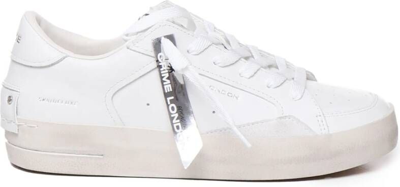 Crime London Witte Leren Sneakers met Bandzool White Dames