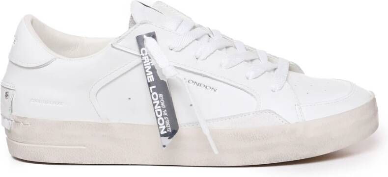 Crime London Witte Leren Sneakers met Bandzool White Heren