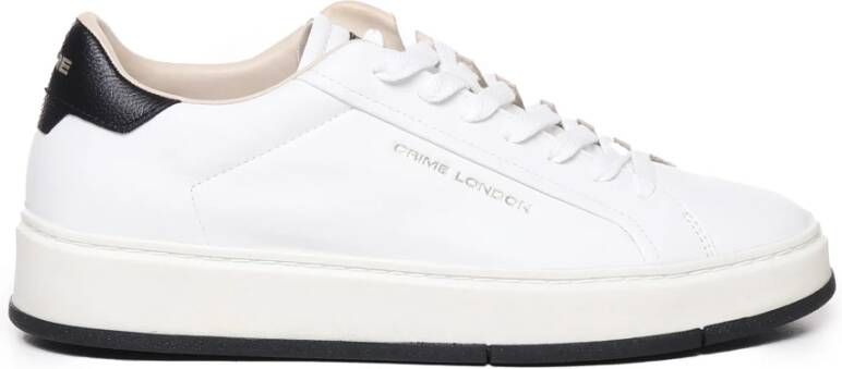 Crime London Witte Leren Sneakers met Bandzool White Heren