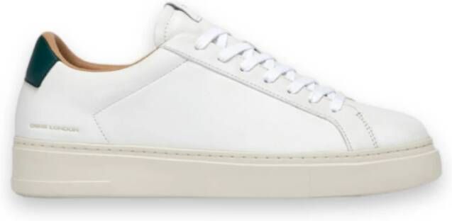 Crime London Witte Leren Sneakers met Groene Hiel White Heren