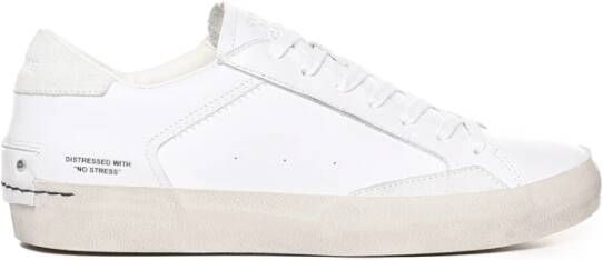 Crime London Witte Leren Sneakers met Off White Suède Details White Heren