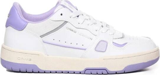 Crime London Witte Leren Sneakers met Paarse Accenten White Dames