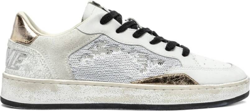 Crime London Witte leren sneakers met pailletten White Dames