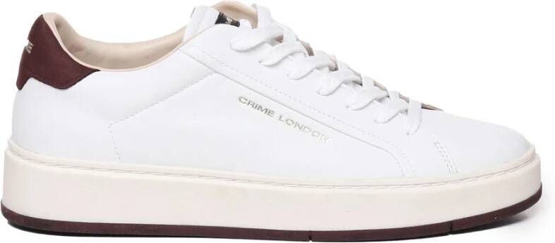 Crime London Witte Leren Sneakers met Stud Detail White Heren