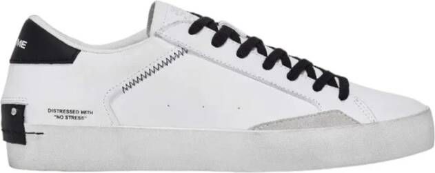 Crime London Witte Leren Sneakers met Zwarte Suède Accenten Wit Heren