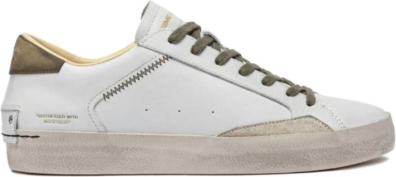 Crime London Witte Sneaker met Olijfgroene Details White Heren