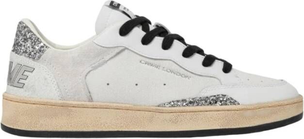 Crime London Witte Sneaker met Zilveren Glitterdetails White Dames