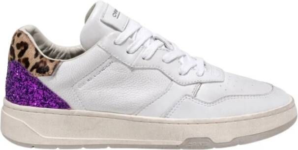 Crime London Witte Sneakers met Animalier Hiel White Dames