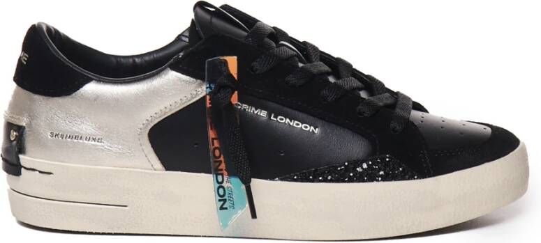 Crime London Zwarte Leren Sneakers met Bandzool Black Dames