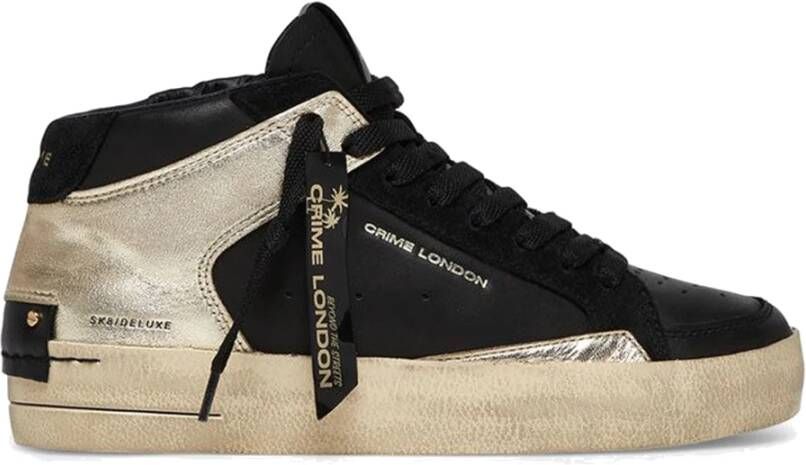 Crime London Zwarte leren sneakers met platinadetails Black Dames