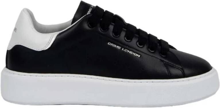 Crime London Zwarte Leren Sneakers met Rubberen Zool Black Dames