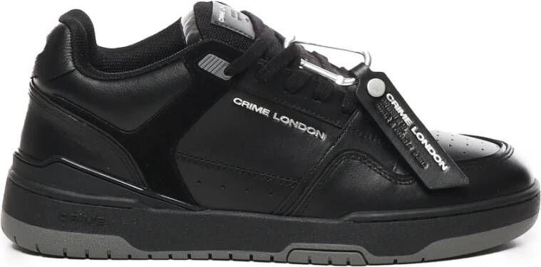 Crime London Zwarte Leren Sneakers met Rubberen Zool Black Heren